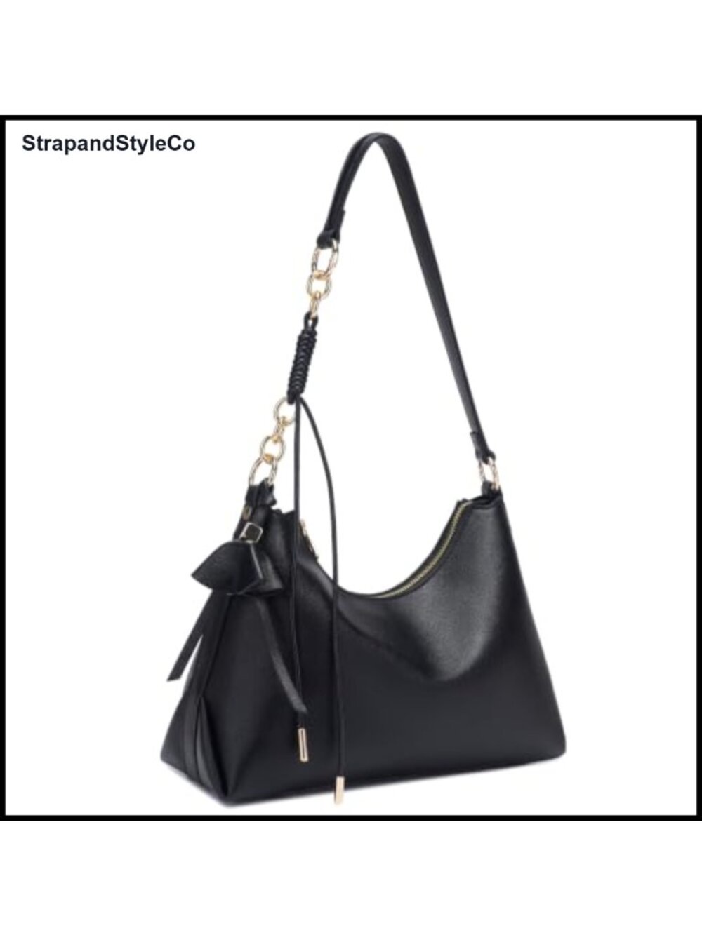 PU Leather Hobo Shoulder Bag Convertible Crossbody Purse Zipper Handbag